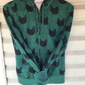Green cat zip up hoodie